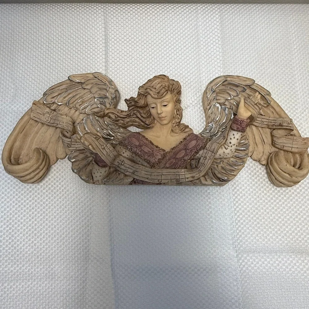 Vtg 1997 UDC United Design Angel Music Scroll Wall Plaque Resin 14